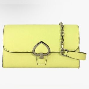 Kate Spade Robyn Leather Convertible Crossbody Clutch Wallet in Limelight NEW